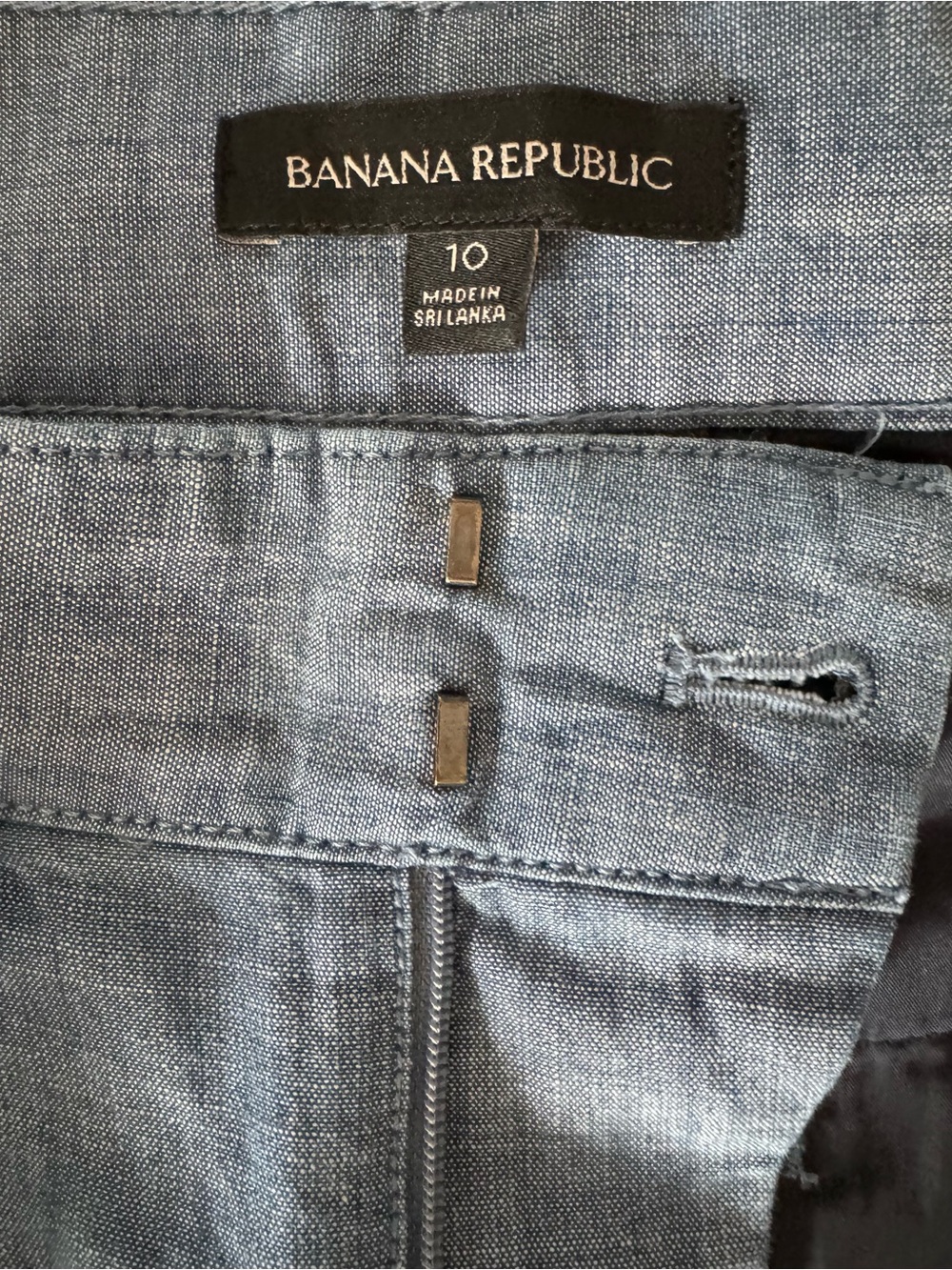 Banana Republic Chambray Wide Leg Pants Tie Waist High Rise Blue Size 10 - Picture 2 of 12